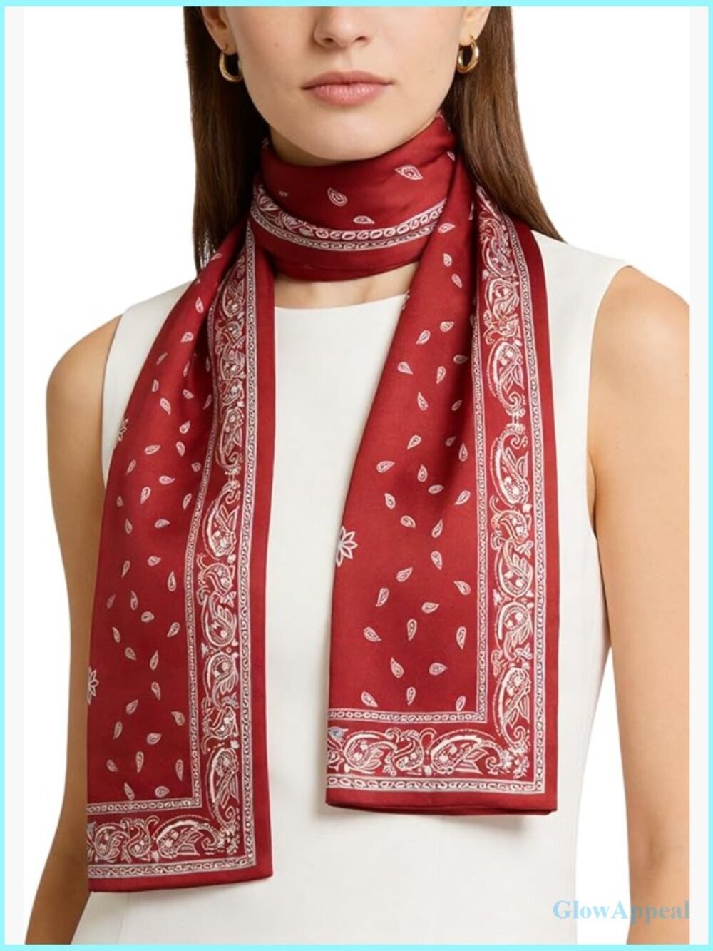 100% Mulberry Silk Reversible Skinny Scarf 59"x7" Gift Packed